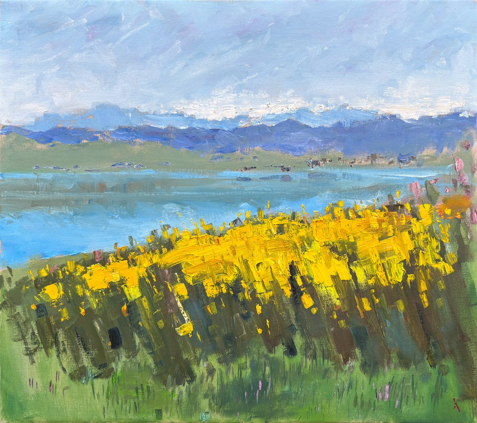 Yellow Meadow by the Lake